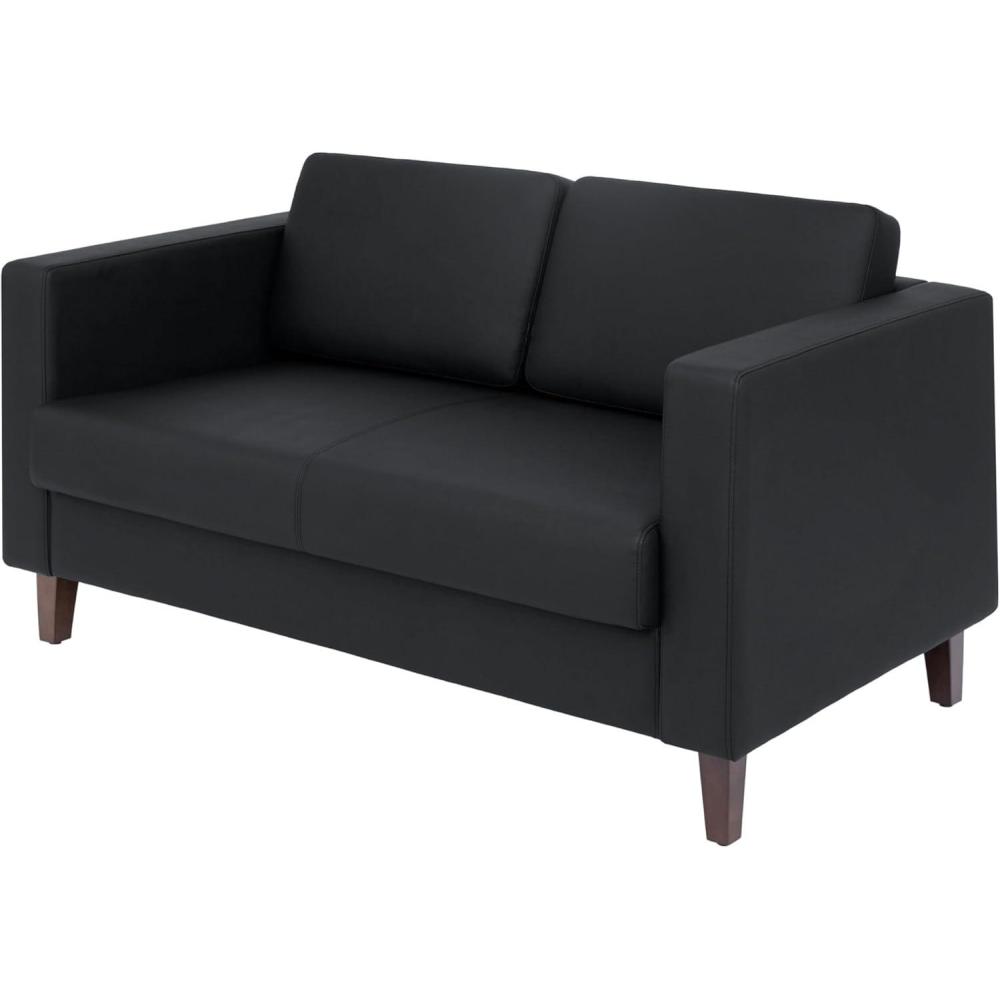 imageFlash Furniture Hercules Artemis Commercial Loveseat for Reception and Lobby Use with Solid Wood Legs 2 Outlets 1 USB and 1 USBC Ports Cognac LeatherSoftBlack