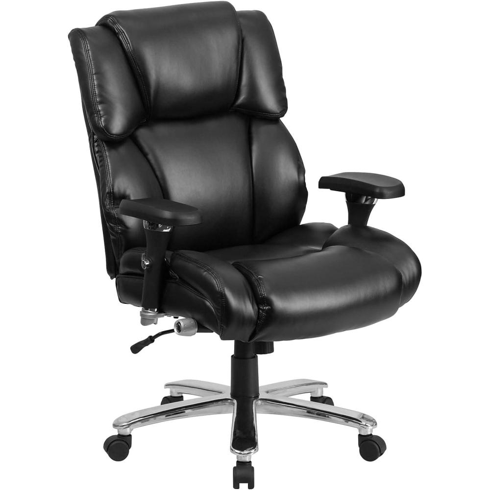 imageFlash Furniture Hercules Series 247 Intensive Use LeatherSoft Swivel Office Chair Ergonomic HighBack Executive Chair with Padded SeatArms BlackBlack Leathersoft