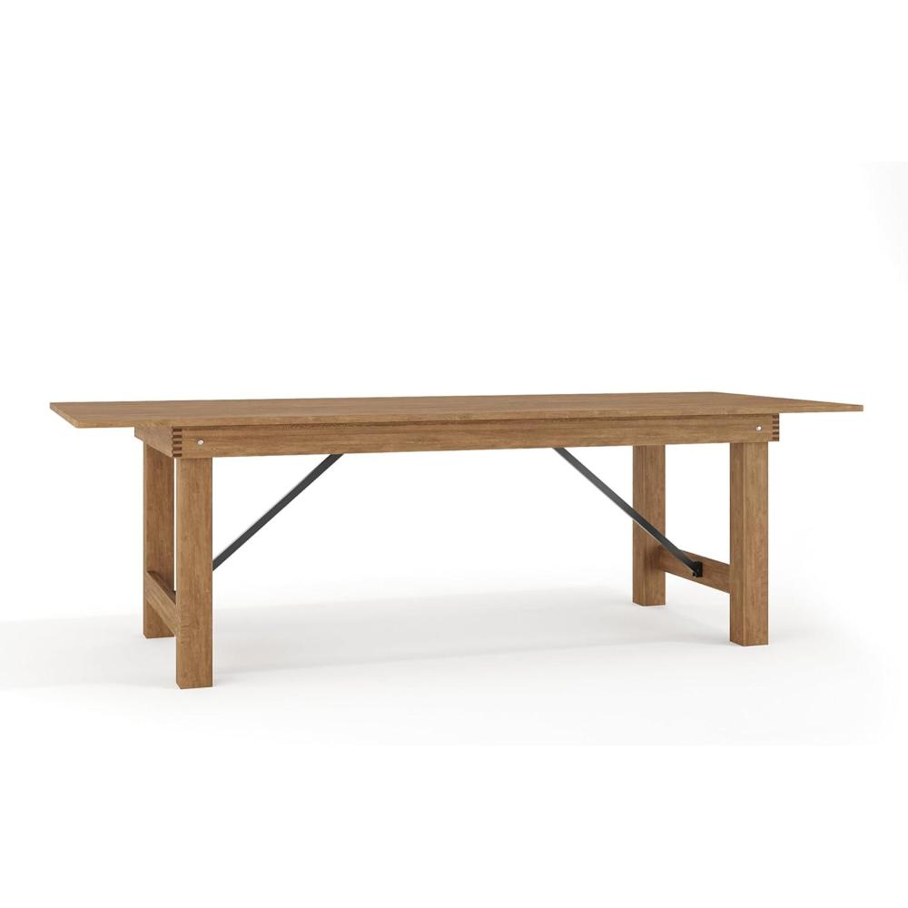 imageFlash Furniture Hercules Series 8 x 40quot Rustic Solid Pine Folding Dining Table Rectangular Antique Farmhouse Dining and Event Extension TableAntique Rustic