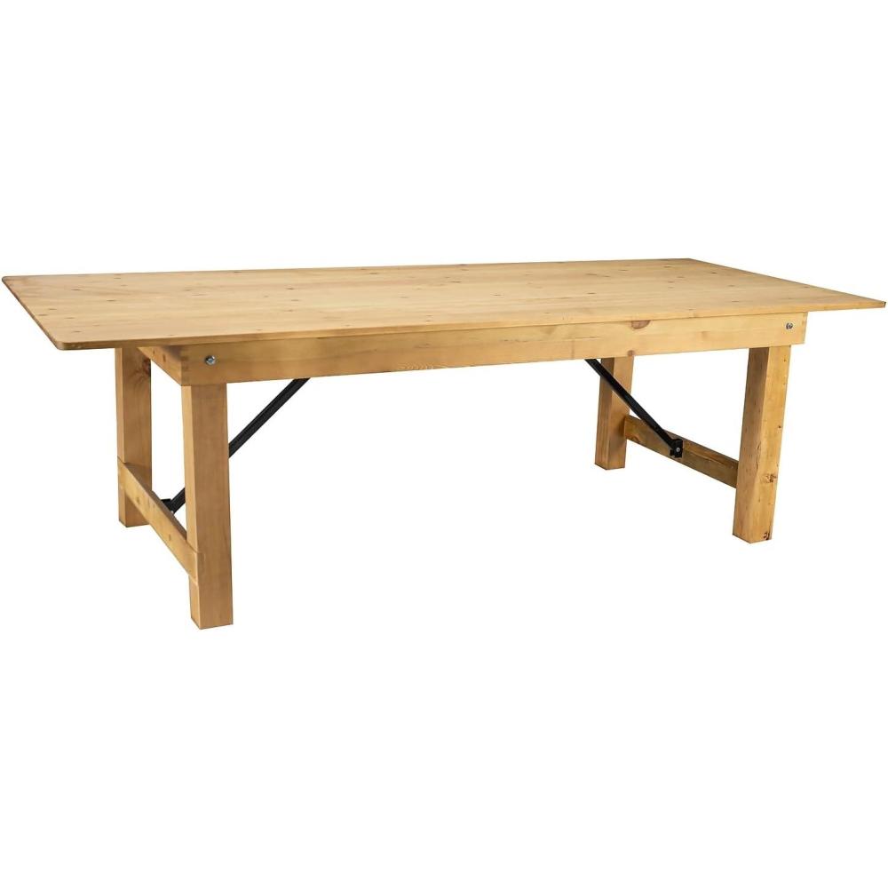 imageFlash Furniture Hercules Series 8 x 40quot Rustic Solid Pine Folding Dining Table Rectangular Antique Farmhouse Dining and Event Extension TableLight Natural