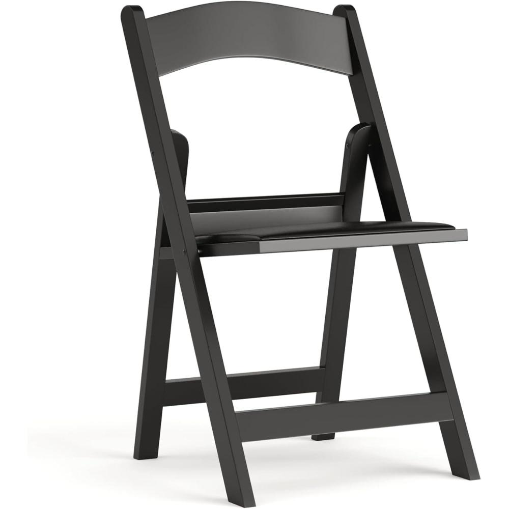 imageFlash Furniture Hercules Series Folding Chair White Resin Set of 4 800LB Weight Capacity Comfortable Event Chair Light Weight Folding ChairBlack