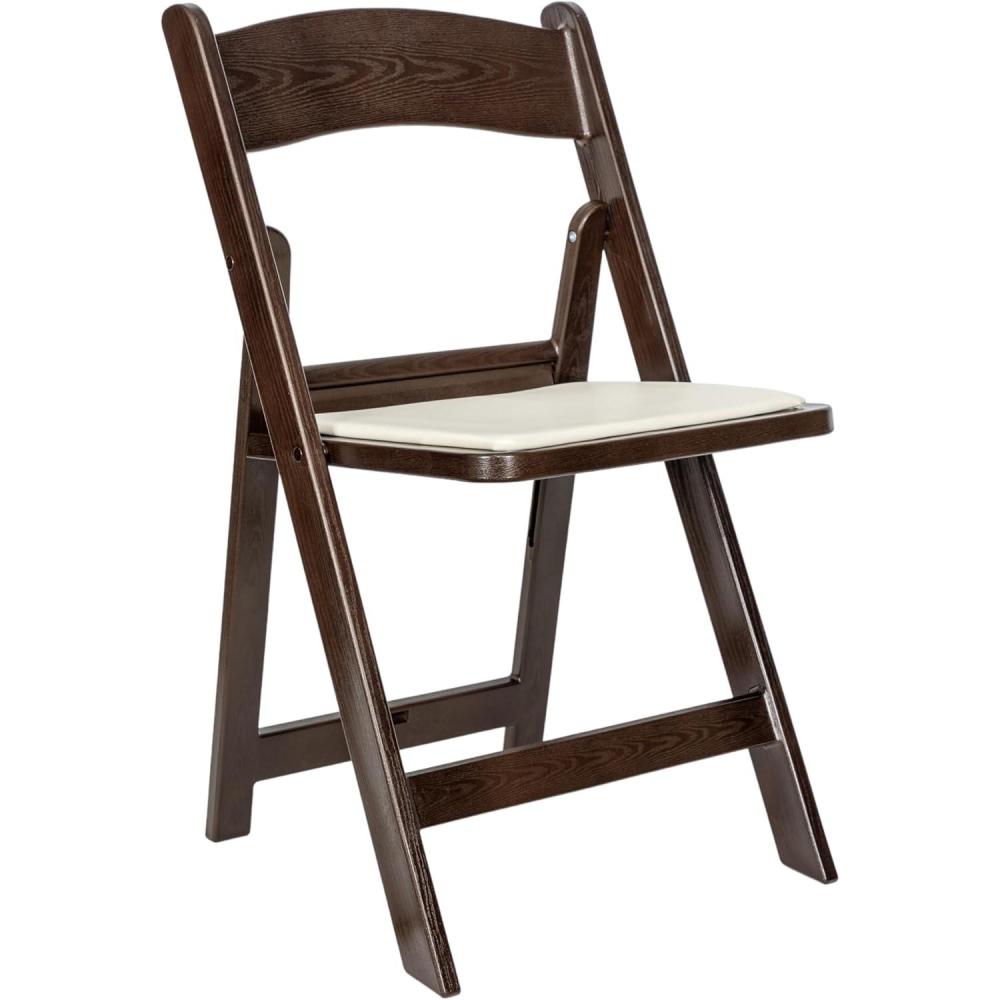 imageFlash Furniture Hercules Series Folding Chair White Resin Set of 4 800LB Weight Capacity Comfortable Event Chair Light Weight Folding ChairDark Brown