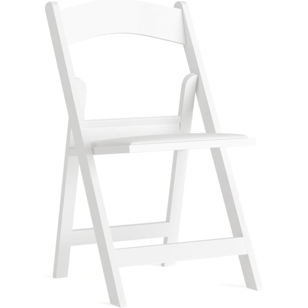 imageFlash Furniture Hercules Series Folding Chair White Resin Set of 4 800LB Weight Capacity Comfortable Event Chair Light Weight Folding ChairWhite