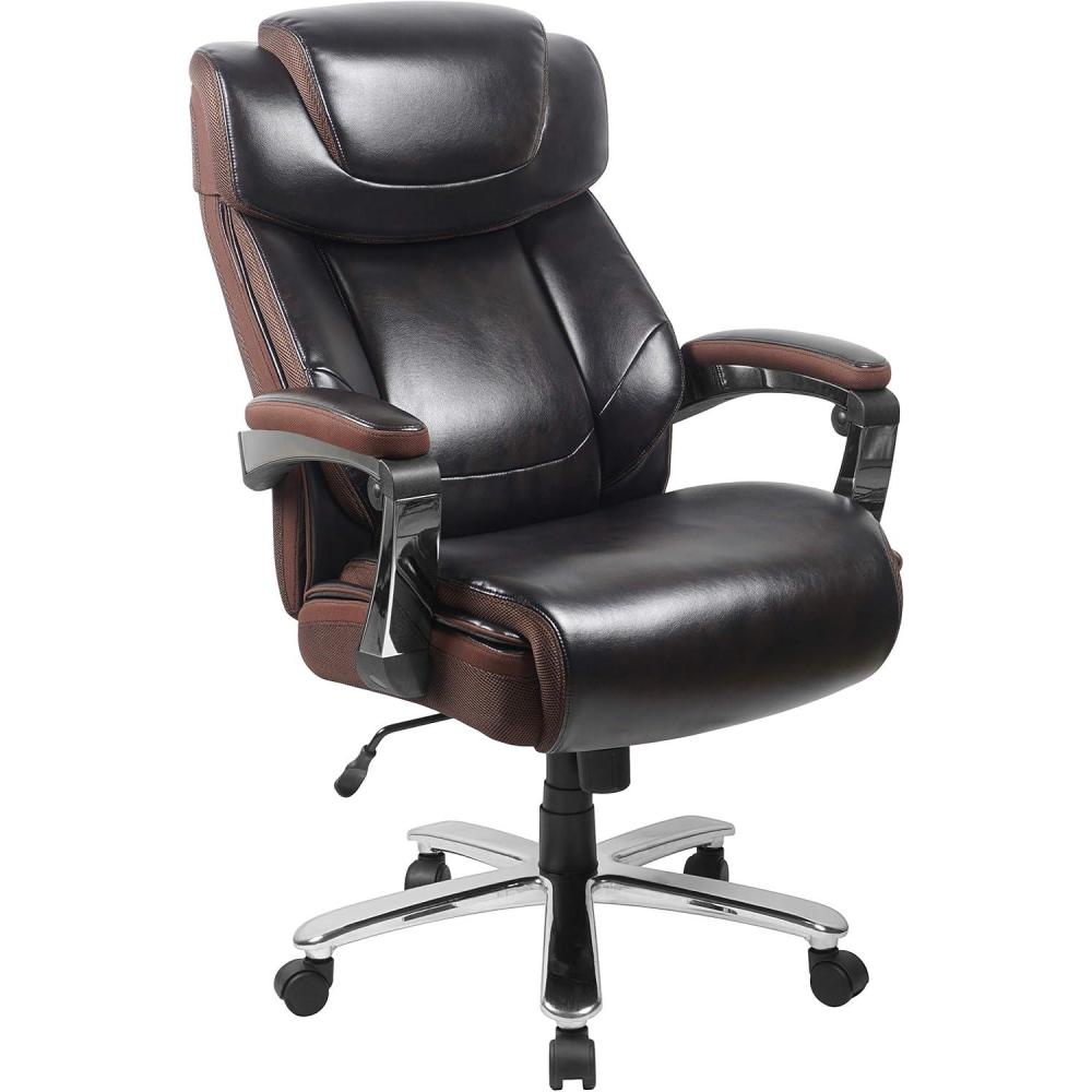 imageFlash Furniture Hercules Series HighBack Swivel LeatherSoft Office Chair Ergonomic Executive Chair with Headrest and Adjustable Height BrownBrown
