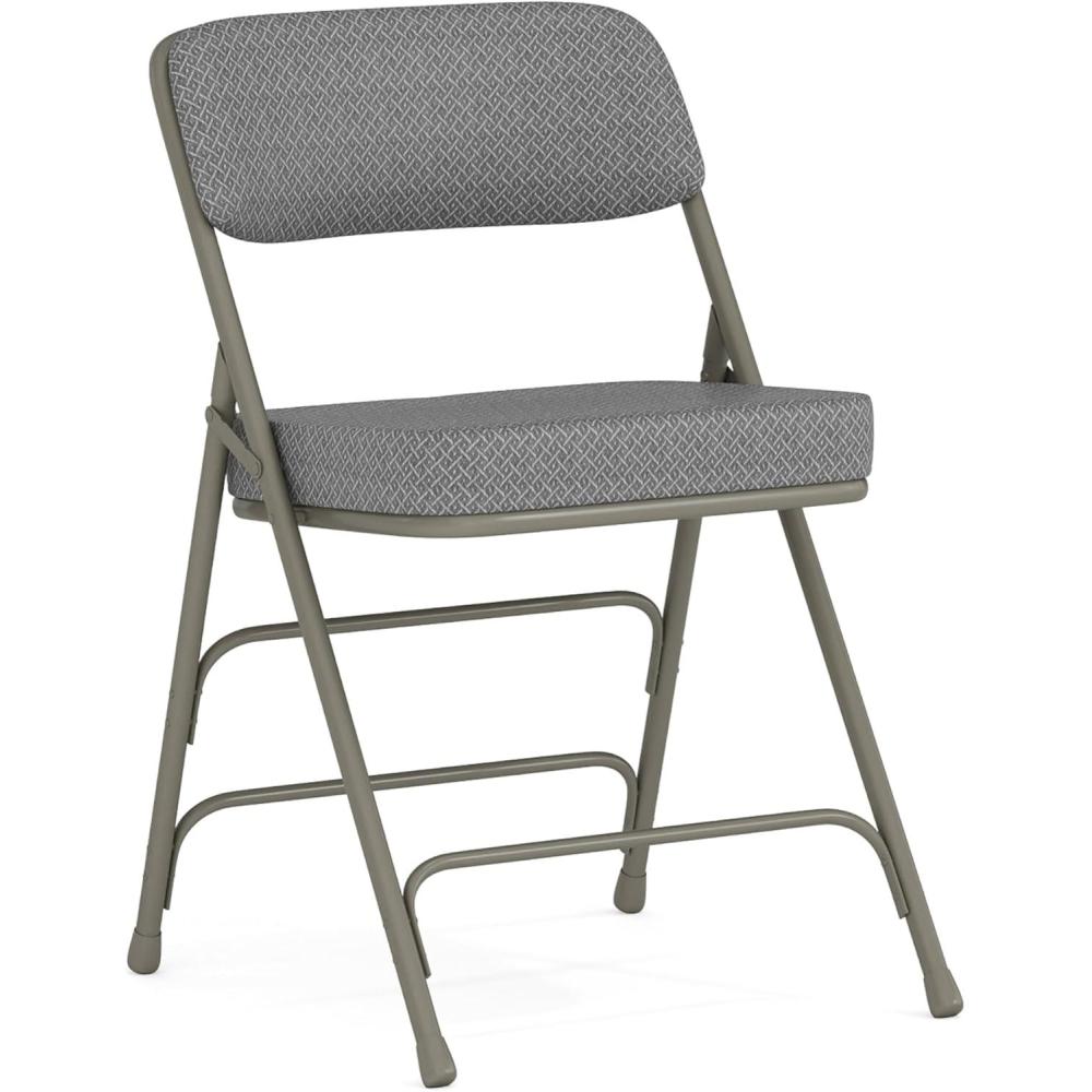 imageFlash Furniture Hercules Series Metal Folding Chairs with Cushioned Seat Fabric Upholstered Event Chairs with 300lb Static Weight Capacity Set of 4 GrayGray FabricGray Frame