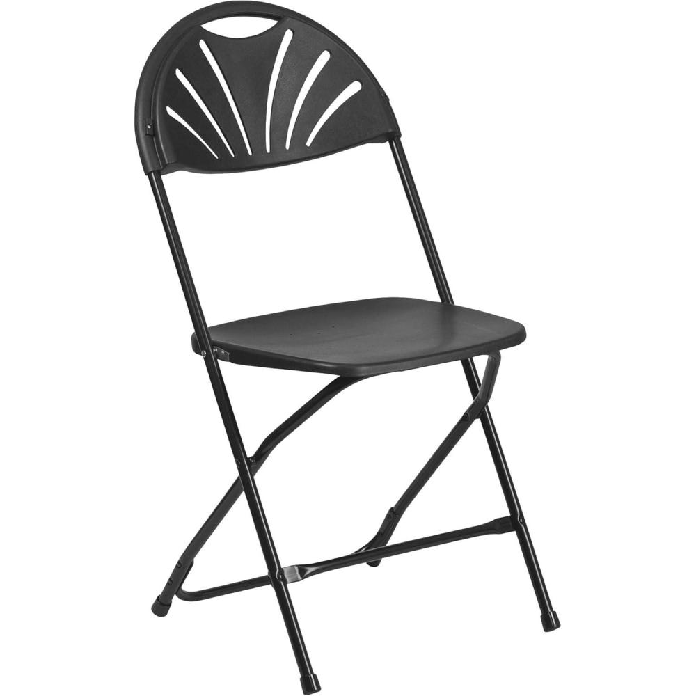 imageFlash Furniture Hercules Series Plastic Folding Chairs with Carrying Handle Lightweight Commercial Event Seats 650lb Static Weight Capacity Set of 8 WhiteBlack