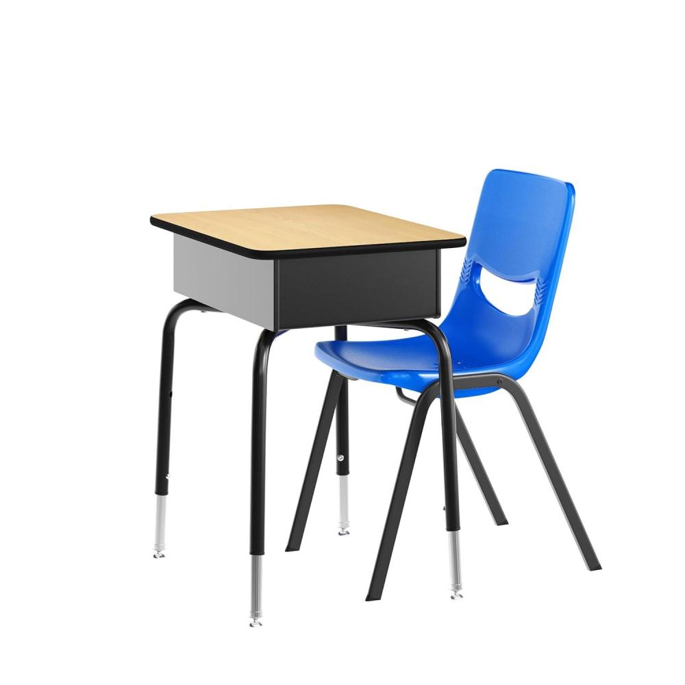imageFlash Furniture Hercules Student Desk with Open Front Metal Book Box Desktop and Frame and HeavyDuty Flex Comfort Classroom Stack Set of 1 Natural TopBlack ChairNatural TopNavy Chair