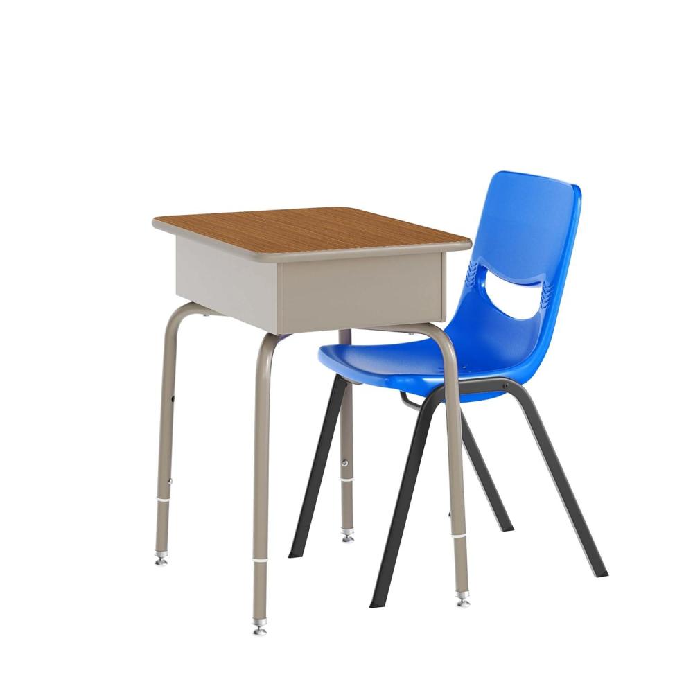 imageFlash Furniture Hercules Student Desk with Open Front Metal Book Box Desktop and Frame and HeavyDuty Flex Comfort Classroom Stack Set of 1 Natural TopBlack ChairWalnut TopNavy Chair