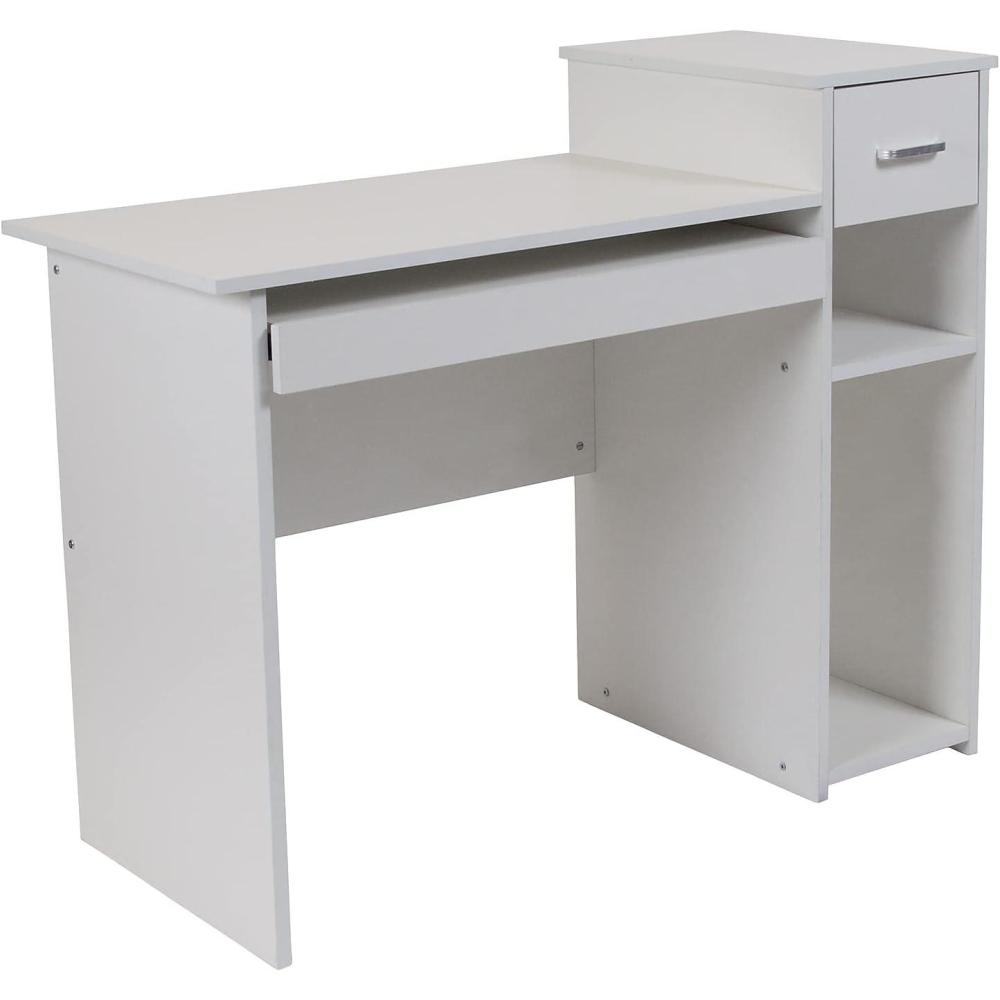 imageFlash Furniture Highland Park White Computer Desk with Shelves and DrawerWhite