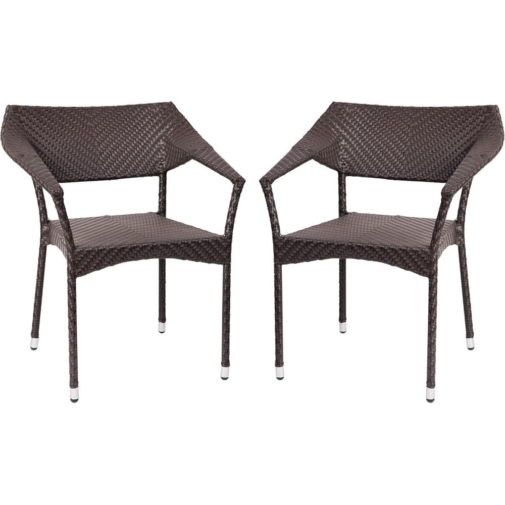 imageFlash Furniture Jace Commercial Grade Stacking Weather PE Rattan Wicker Patio Dining Chair Set of 1 NaturalEspresso