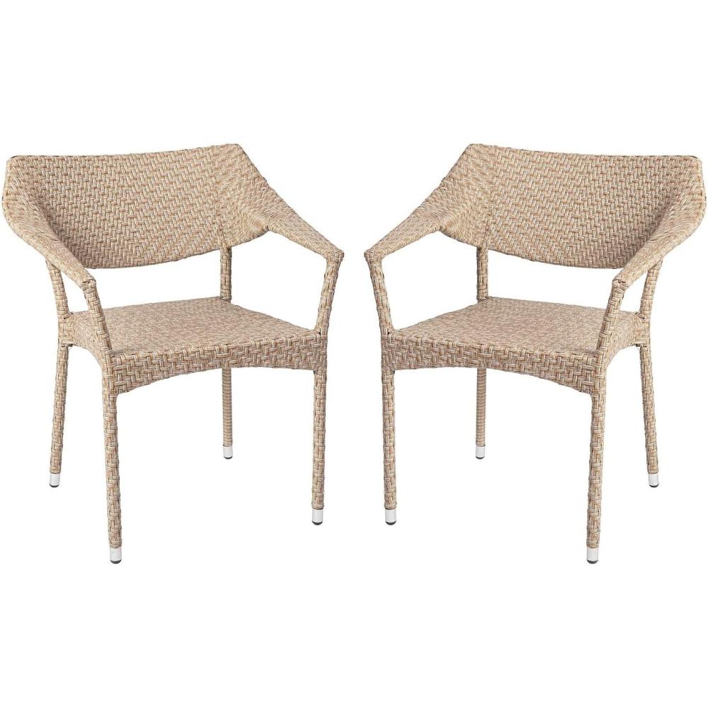 imageFlash Furniture Jace Commercial Grade Stacking Weather PE Rattan Wicker Patio Dining Chair Set of 1 NaturalNatural
