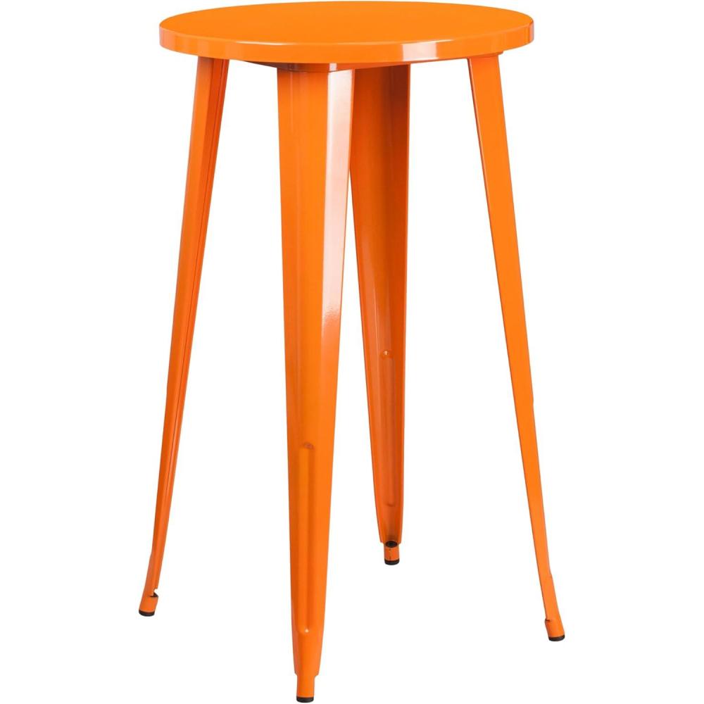 imageFlash Furniture James Commercial Grade 24quot Round Silver Metal IndoorOutdoor Bar Height TableOrange