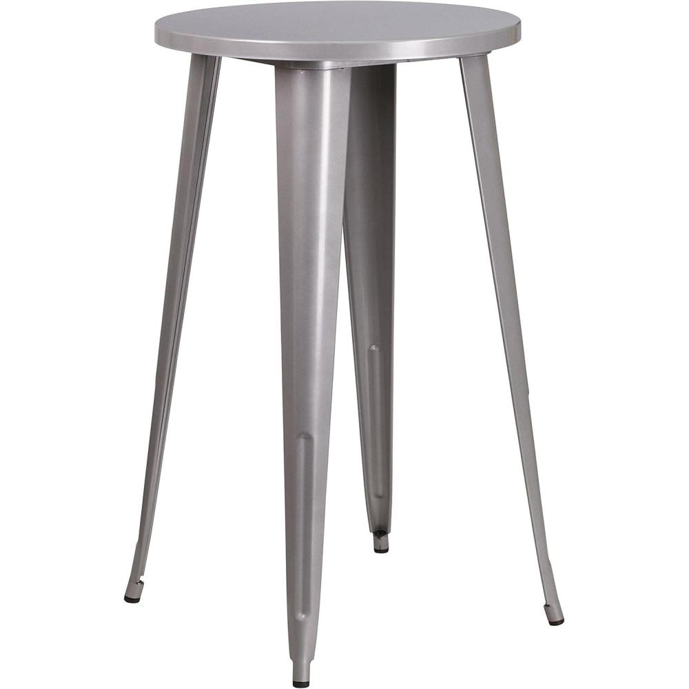 imageFlash Furniture James Commercial Grade 24quot Round Silver Metal IndoorOutdoor Bar Height TableSilver