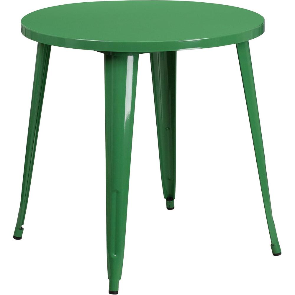 imageFlash Furniture Jeffrey Commercial Grade 30quot Round White Metal IndoorOutdoor TableGreen