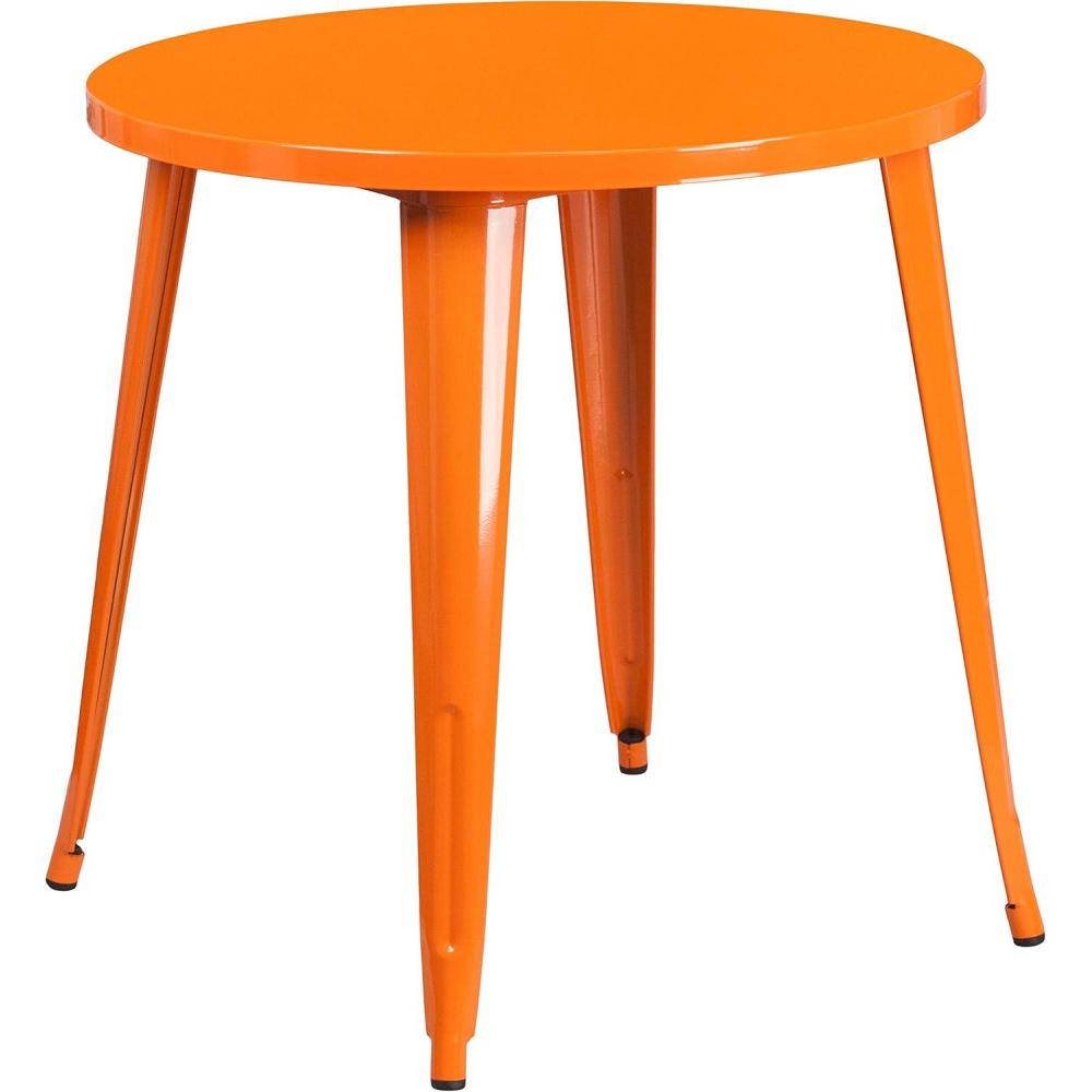 imageFlash Furniture Jeffrey Commercial Grade 30quot Round White Metal IndoorOutdoor TableOrange