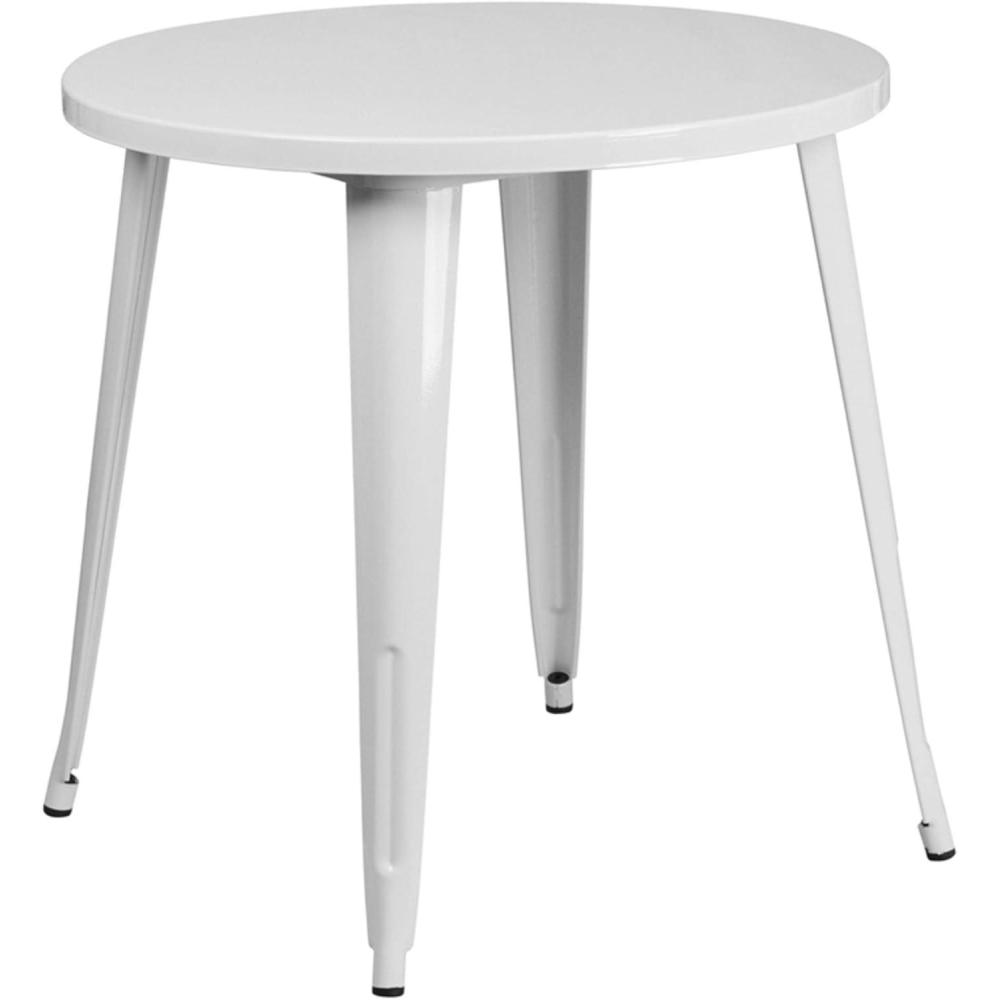 imageFlash Furniture Jeffrey Commercial Grade 30quot Round White Metal IndoorOutdoor TableWhite