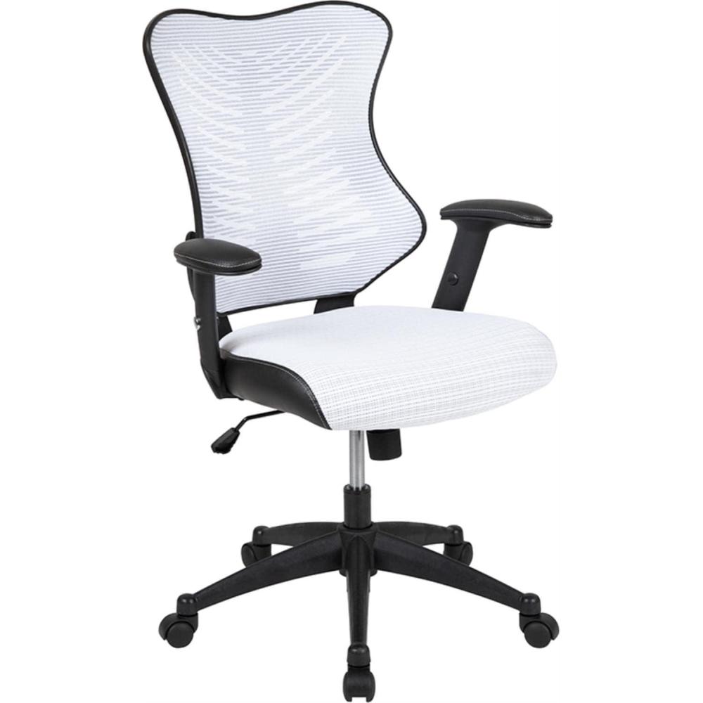 imageFlash Furniture Kale High Back Designer White Mesh Executive Swivel Ergonomic Office Chair with Adjustable ArmsWhite Mesh