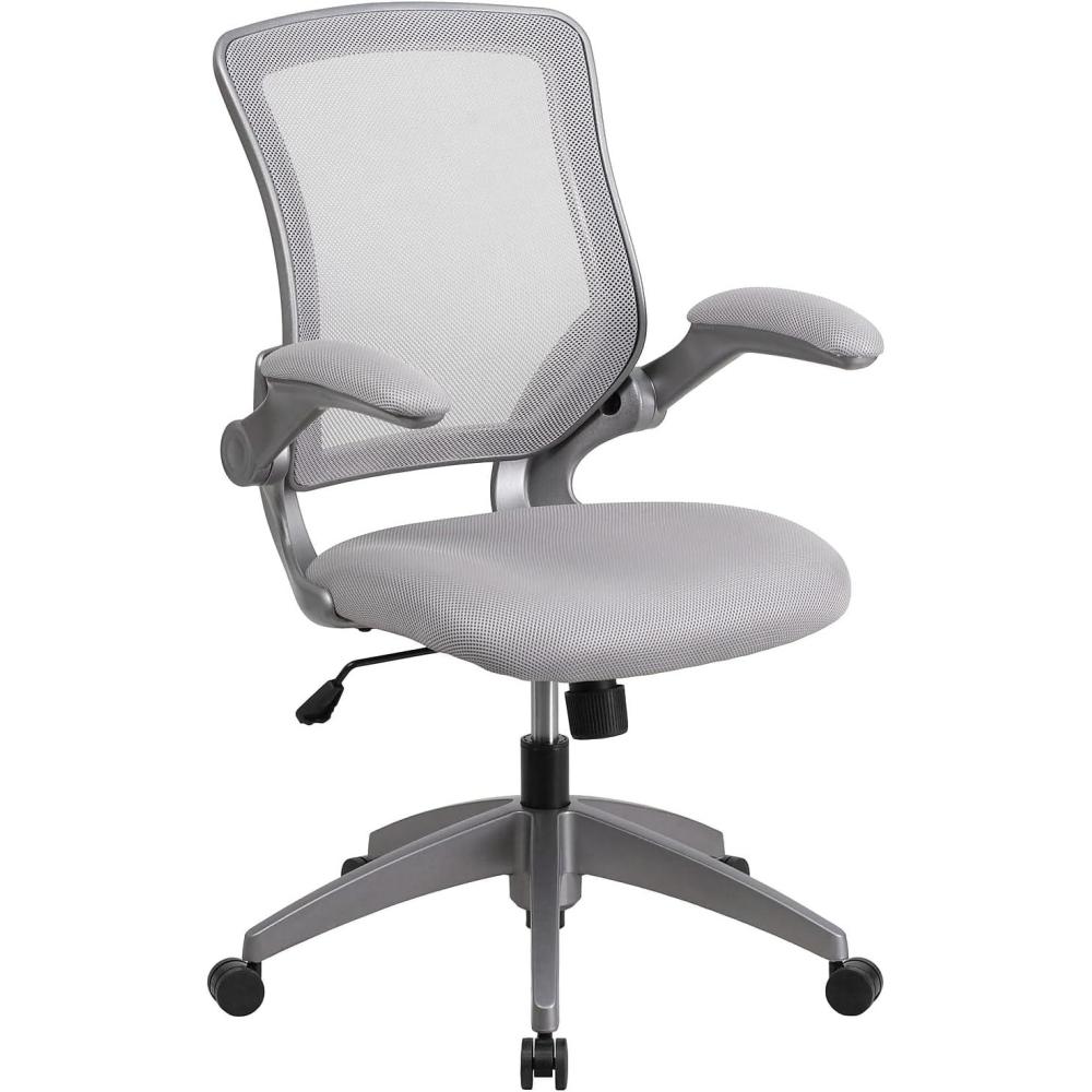 imageFlash Furniture Kale MidBack Gray Mesh Swivel Ergonomic Task Office Chair with Gray Frame and FlipUp ArmsGrey