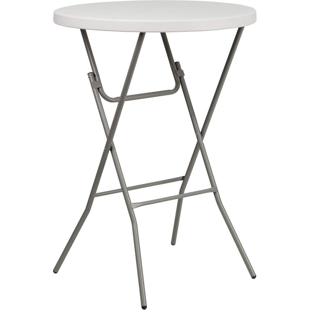 imageFlash Furniture Kathryn 315quot Round AllOccasion Folding Bar Height Table for Parties and Commercial Events Plastic Bar Height Folding Table White