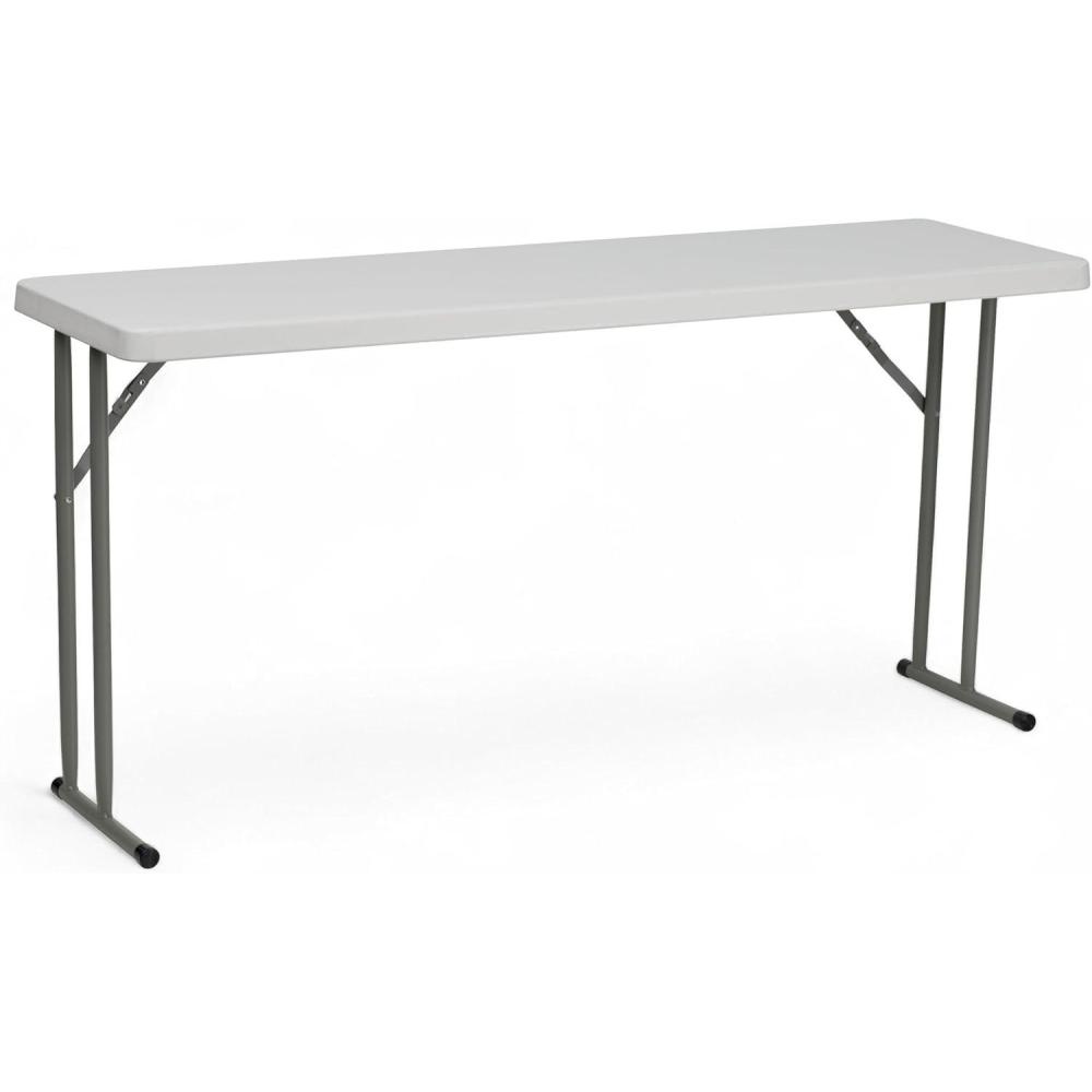 imageFlash Furniture Kathryn 5 Rectangular Plastic Folding Table Long Plastic Foldable Table for IndoorOutdoor Events WhiteSolid