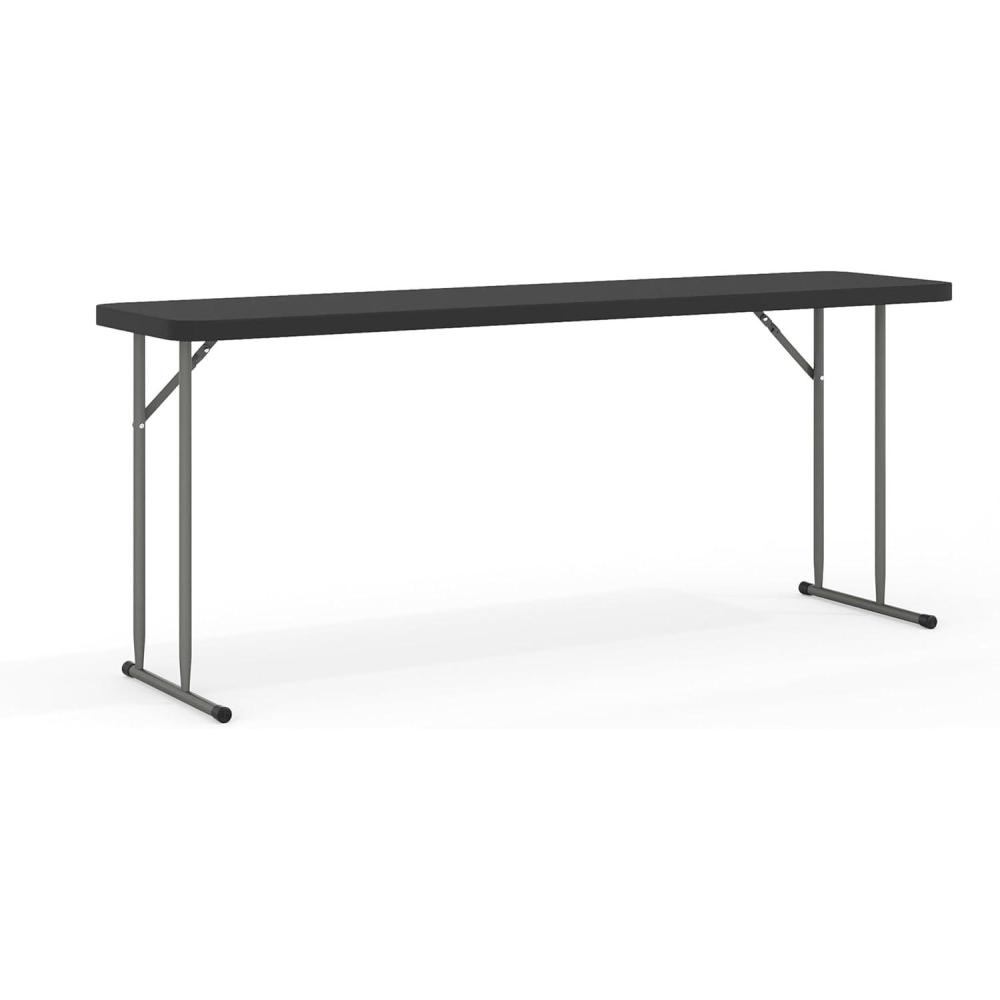 imageFlash Furniture Kathryn 6 Rectangular Plastic Folding Table Long Plastic Foldable Table for IndoorOutdoor Events BlackBlack