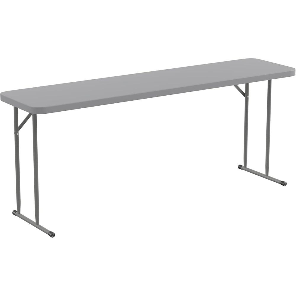 imageFlash Furniture Kathryn 6 Rectangular Plastic Folding Table Long Plastic Foldable Table for IndoorOutdoor Events BlackGrey