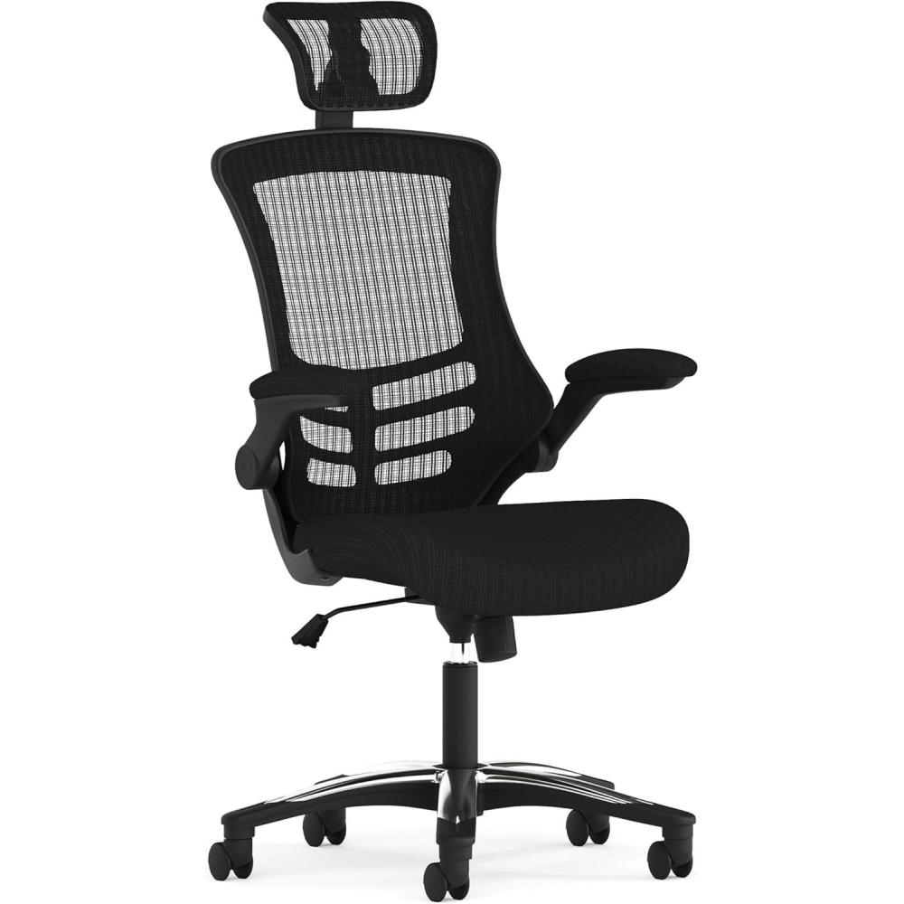 imageFlash Furniture Kelista HighBack Swivel Office Chair with Adjustable Lumbar Support and Seat Height Ergonomic Mesh Desk Chair BlackBlack