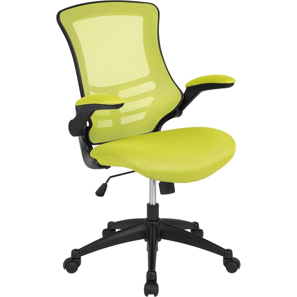 imageFlash Furniture Kelista Office Chair Ergonomic MidBack Dark Gray Mesh with SwivelGreen Mesh
