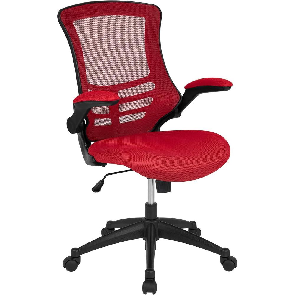 imageFlash Furniture Kelista Office Chair Ergonomic MidBack Dark Gray Mesh with SwivelRed Mesh