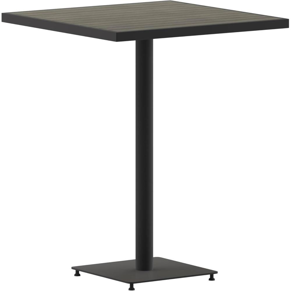 imageFlash Furniture Lark Commercial Grade Bar Height Patio Table IndoorOutdoor Bistro Table with Poly Resin Slats 30quot Square Faux TeakGray Wash