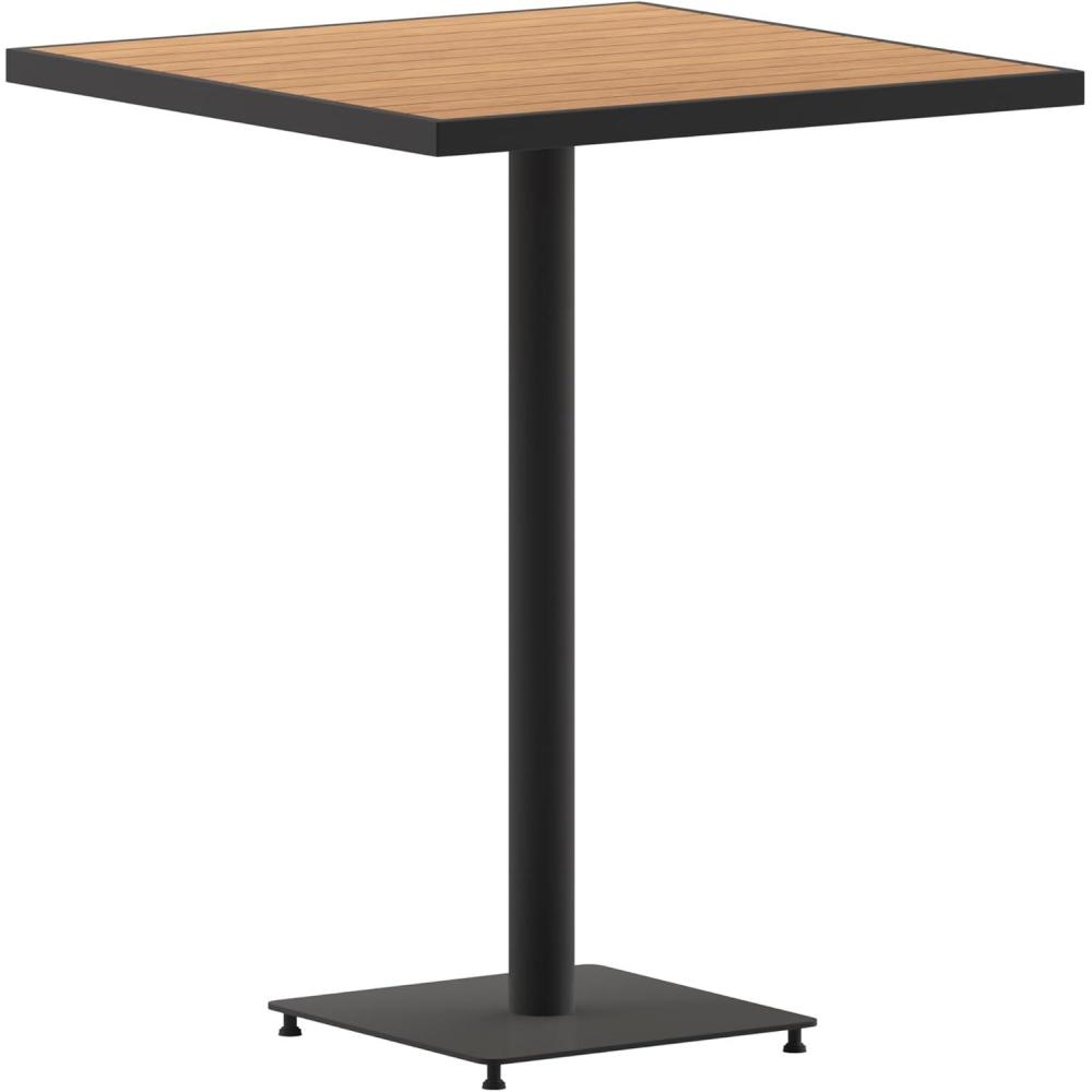 imageFlash Furniture Lark Commercial Grade Bar Height Patio Table IndoorOutdoor Bistro Table with Poly Resin Slats 30quot Square Faux TeakTeak