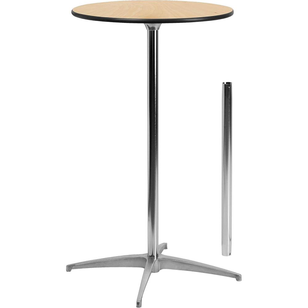 imageFlash Furniture Lars 36 Round Wood Cocktail Table with 30 and 42 Columns Wood Bar Height Table for Commercial or Residential Use NaturalNatural