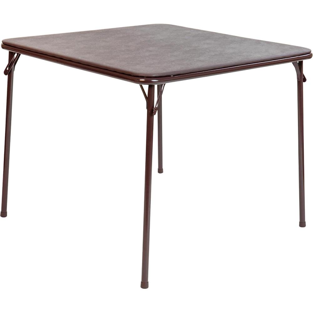 imageFlash Furniture Madison 5Piece Folding Card Table and Chairs Set Portable Event Table and Chairs Set for Indoor and Outdoor Gatherings GrayBrown