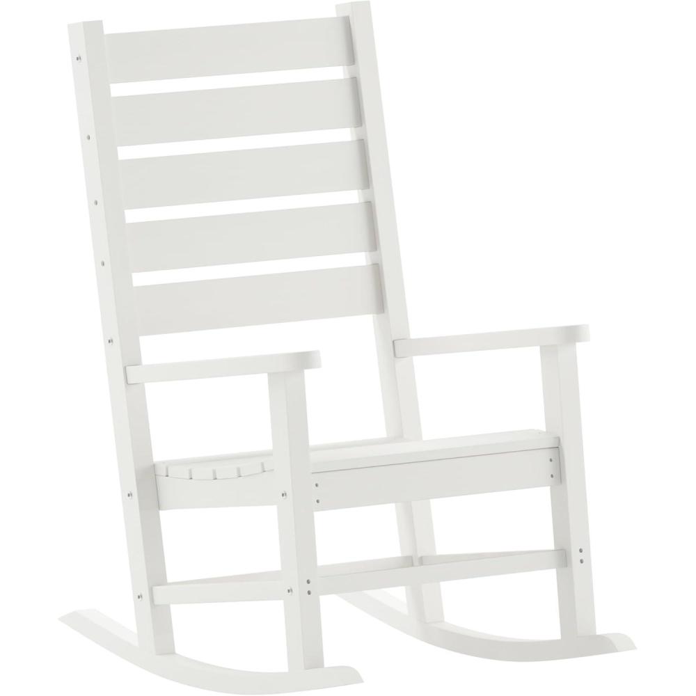 imageFlash Furniture Manchester Commercial Grade Outdoor Rocking Chair AllWeather HDPE IndoorOutdoor Rocker WhiteWhite