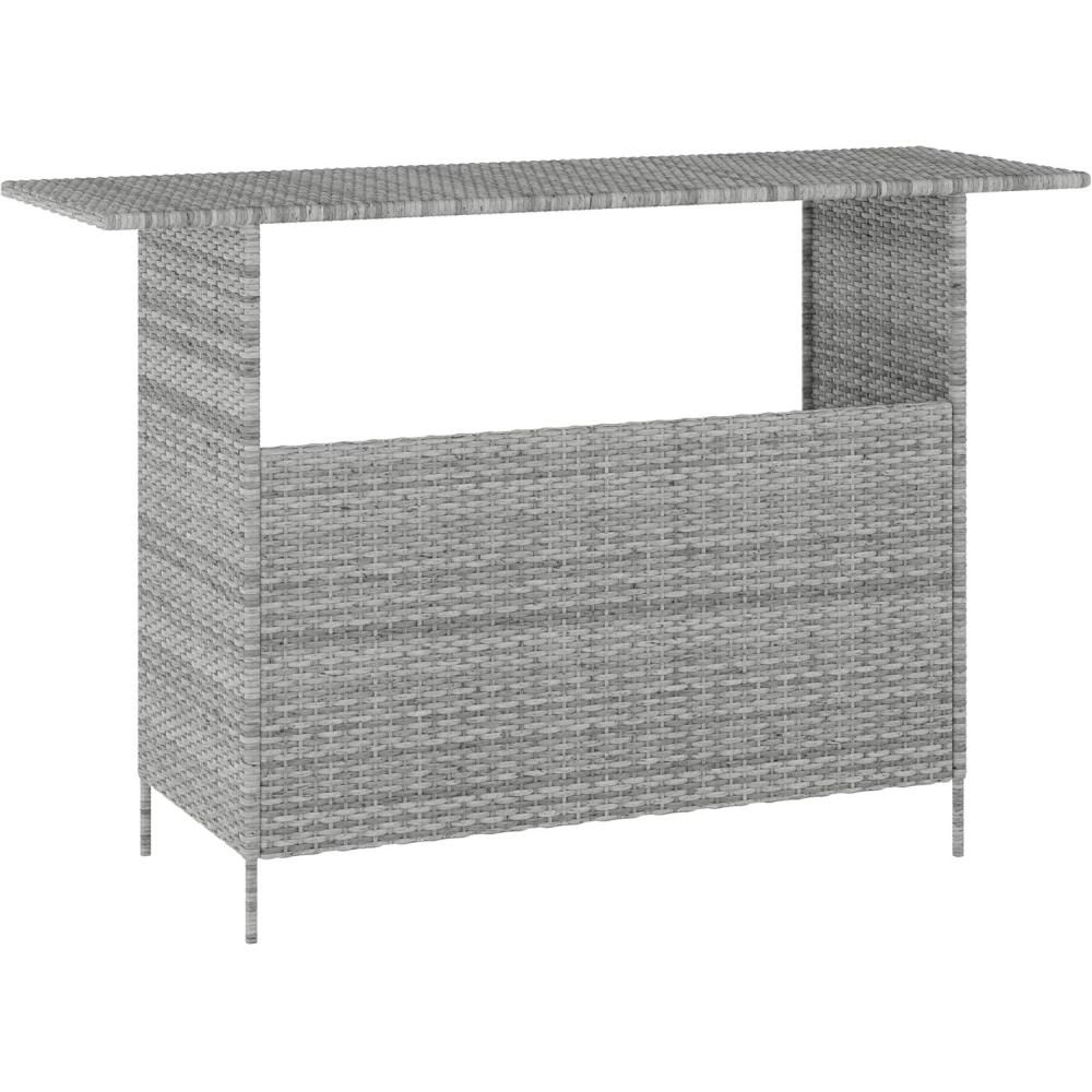 imageFlash Furniture Marco IndoorOutdoor Patio Bar Counter Table AllWeather Wicker Rattan Pattern 2 Shelves GrayGrey
