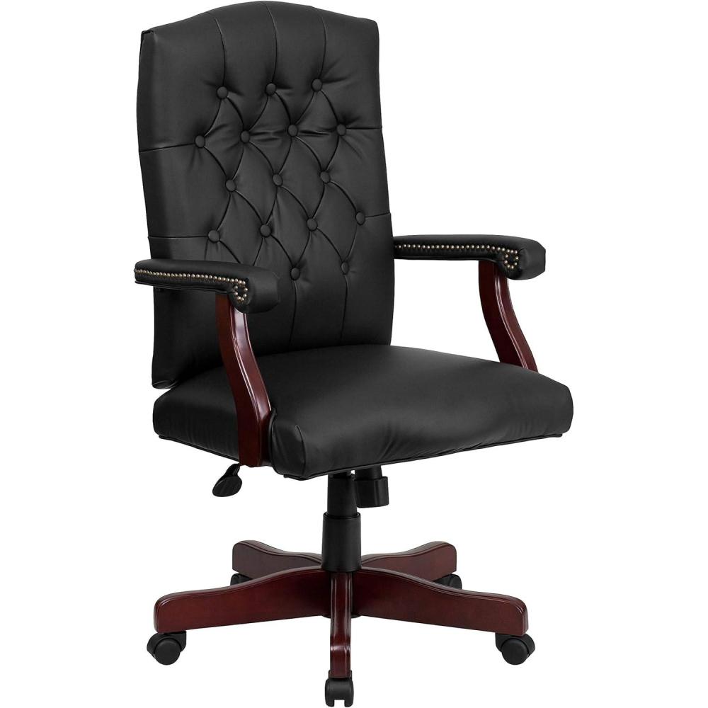 imageFlash Furniture Martha Washington Burgundy LeatherSoft Executive Swivel Office Chair with ArmsBlack Leathersoft