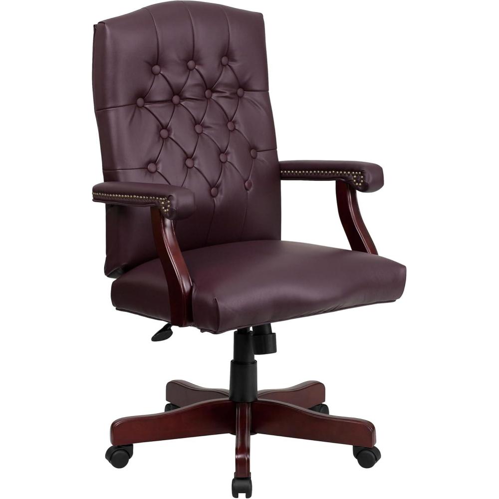 imageFlash Furniture Martha Washington Burgundy LeatherSoft Executive Swivel Office Chair with ArmsBurgundy Leathersoft