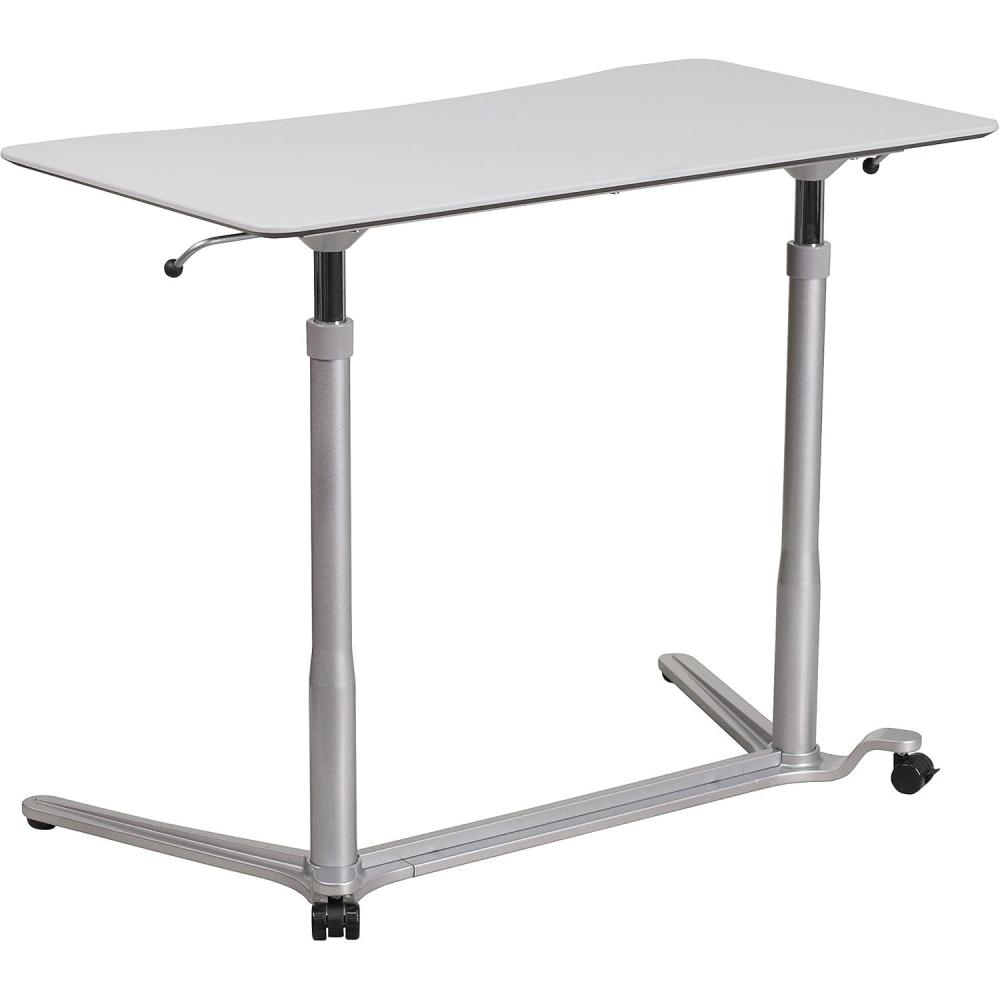 imageFlash Furniture Merritt SitDown StandUp Black Computer Ergonomic Desk with 37375quotW Top Adjustable Range 29quot 4075quotLight Gray