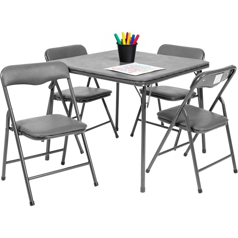imageFlash Furniture Mindy Kids 3Piece Folding Square Table and Chairs Set for Daycare and Classrooms Childrens Activity TableChairs Set MulticolorGrey