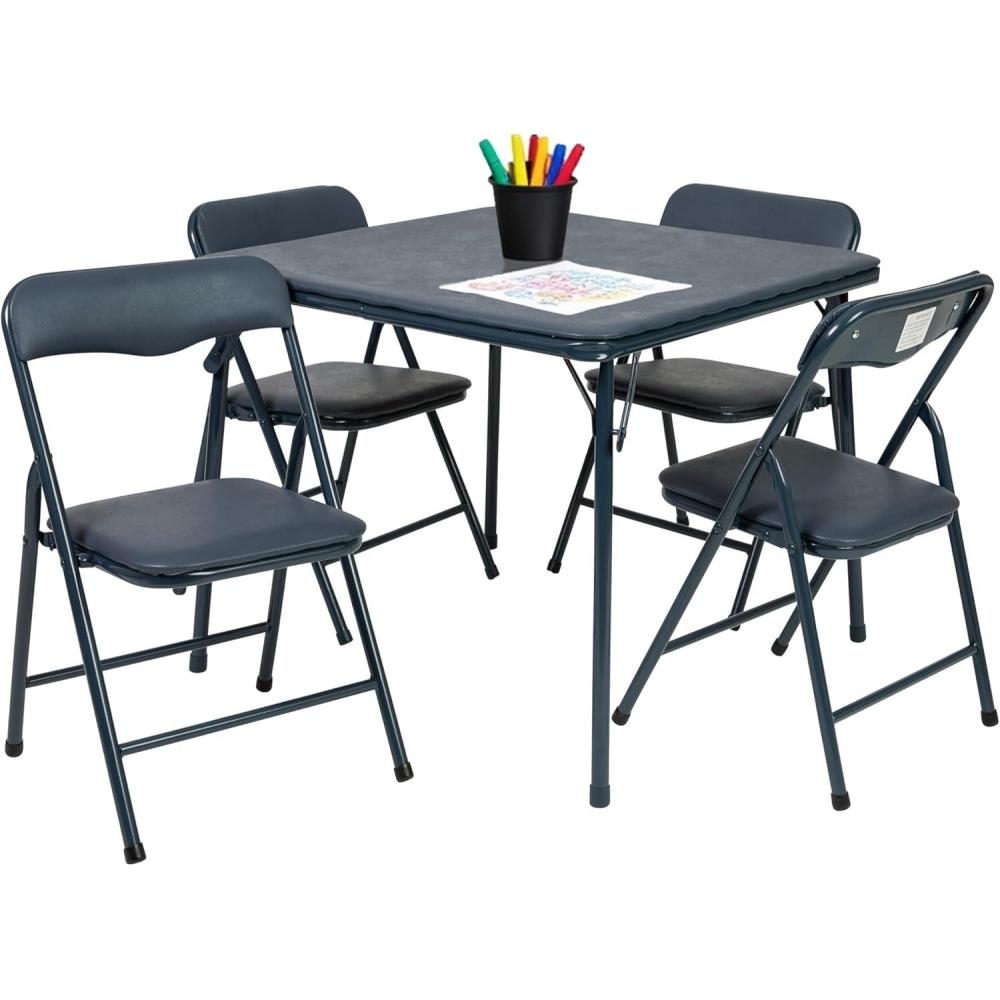 imageFlash Furniture Mindy Kids 3Piece Folding Square Table and Chairs Set for Daycare and Classrooms Childrens Activity TableChairs Set MulticolorNavy