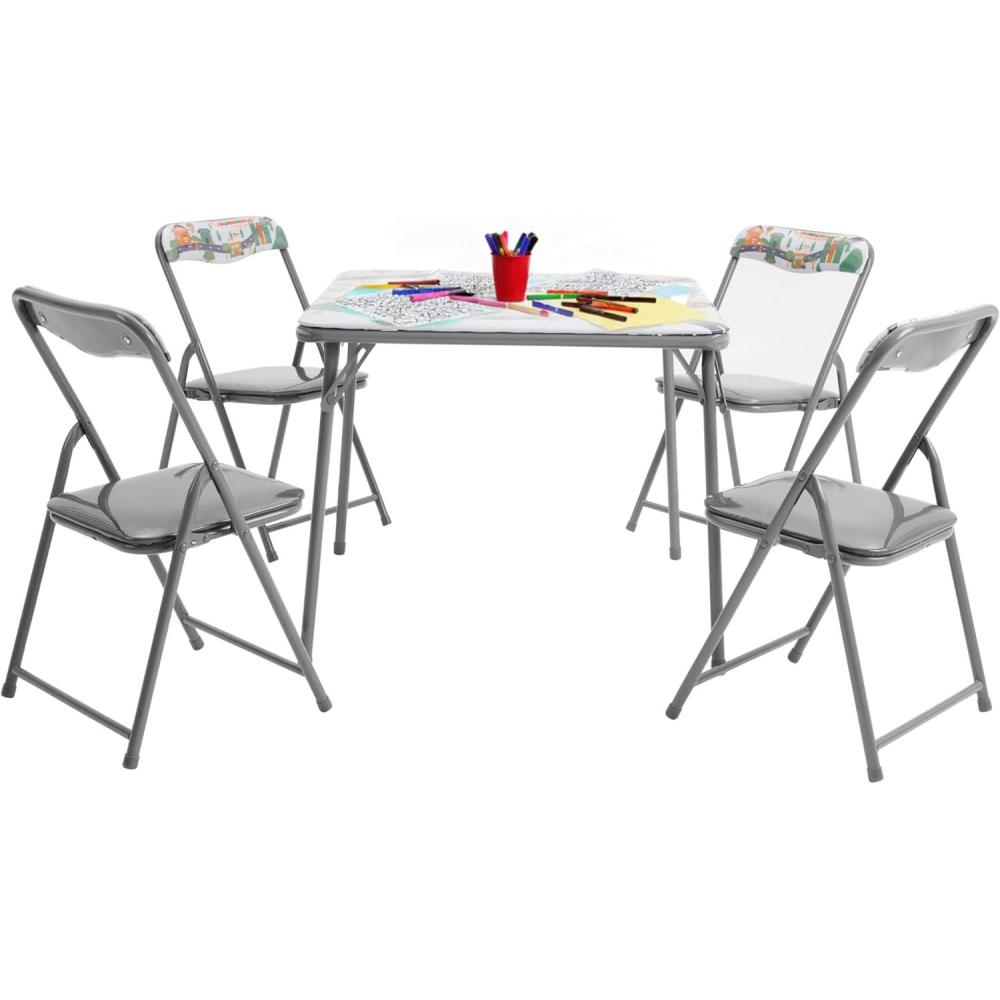 imageFlash Furniture Mindy Kids 3Piece Folding Square Table and Chairs Set for Daycare and Classrooms Childrens Activity TableChairs Set MulticolorPrinted