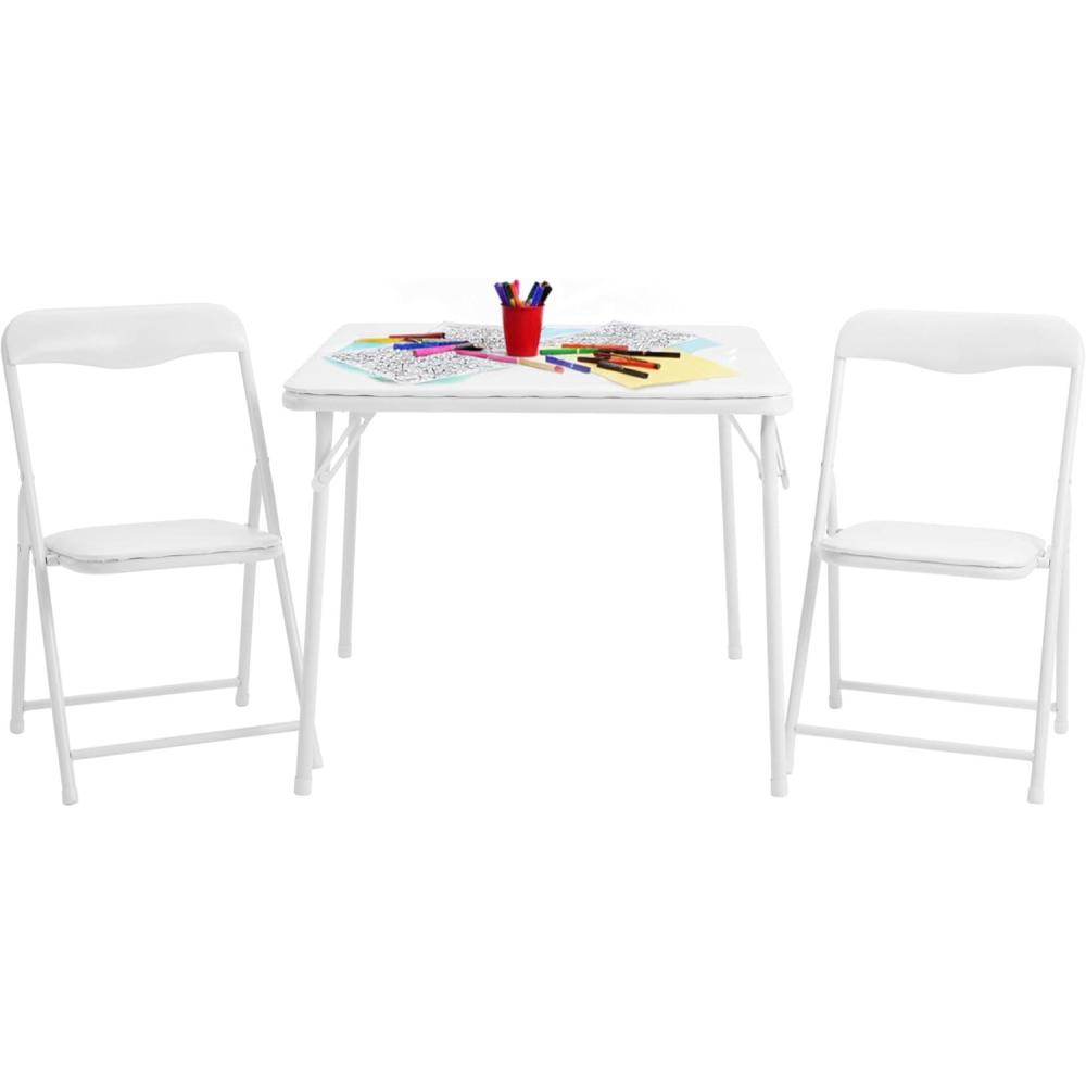 imageFlash Furniture Mindy Kids 3Piece Folding Square Table and Chairs Set for Daycare and Classrooms Childrens Activity TableChairs Set MulticolorWhite