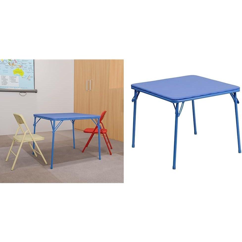 imageFlash Furniture Mindy Kids Colorful 3 Piece Folding Table and Chair Set ampamp Mindy Kids Blue Folding Table
