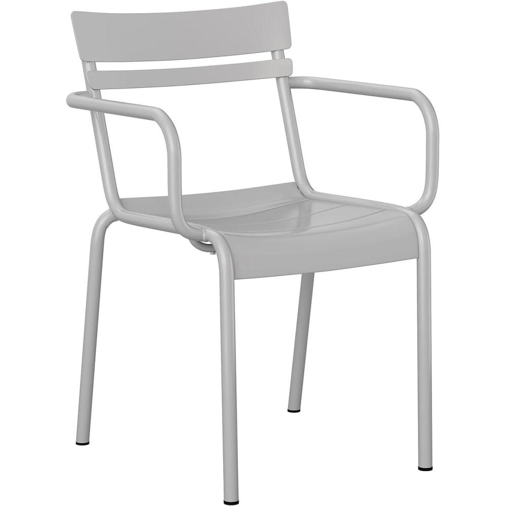 imageFlash Furniture Nash Commercial Grade Steel Stack Chair IndoorOutdoor Arm Chair with 2 Slat Back Set of 4 SilverSilver