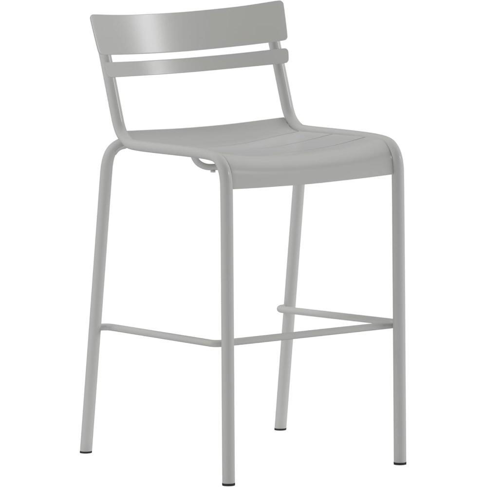 imageFlash Furniture Nash Commercial Grade Steel Stack Stool IndoorOutdoor Bar Stool with 2 Slat Back Set of 4 RedSilver