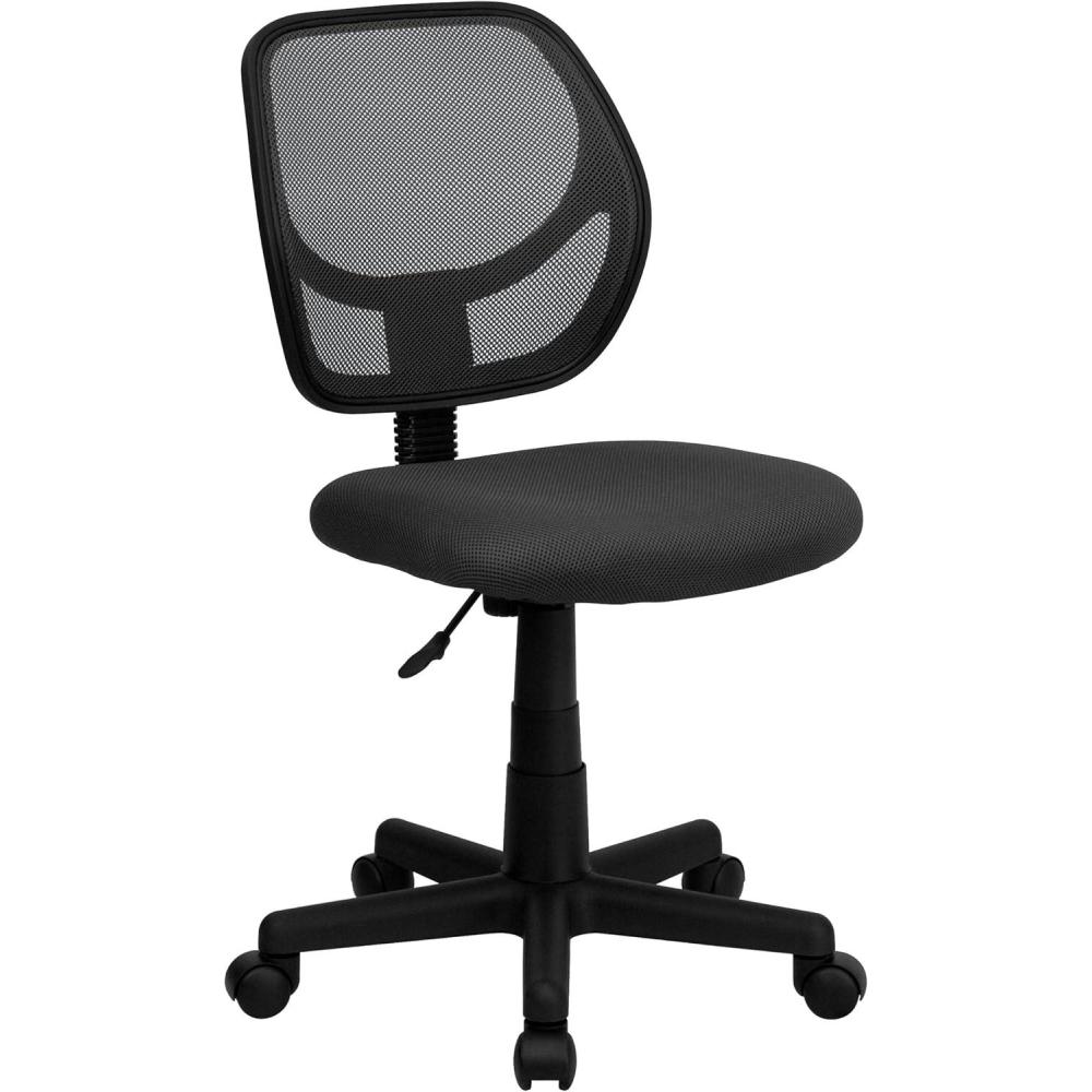 imageFlash Furniture Neri Low Back Black Mesh Swivel Task Office Chair with Curved Square BackGrey