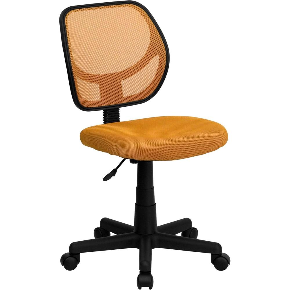 imageFlash Furniture Neri Low Back Black Mesh Swivel Task Office Chair with Curved Square BackOrange