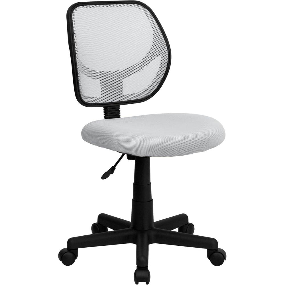 imageFlash Furniture Neri Low Back Black Mesh Swivel Task Office Chair with Curved Square BackWhite