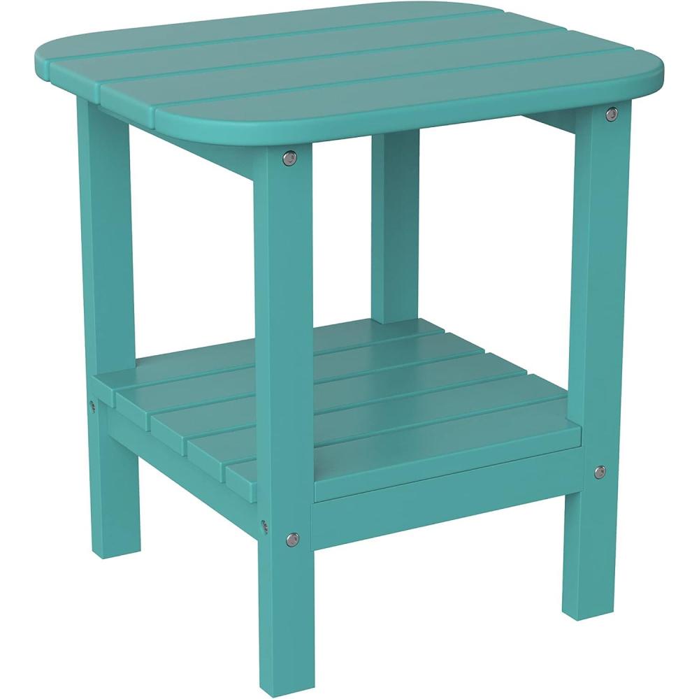 imageFlash Furniture Newport 2Tier Adirondack Side Table Recycled HDPE AllWeather Materials IndoorOutdoor RedBlue