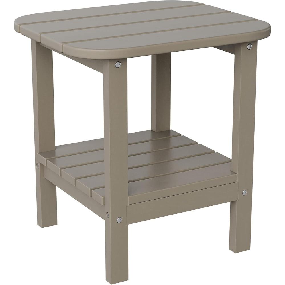 imageFlash Furniture Newport 2Tier Adirondack Side Table Recycled HDPE AllWeather Materials IndoorOutdoor RedBrown